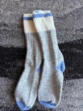 Gray Wool Women’s Socks with Blue Accents